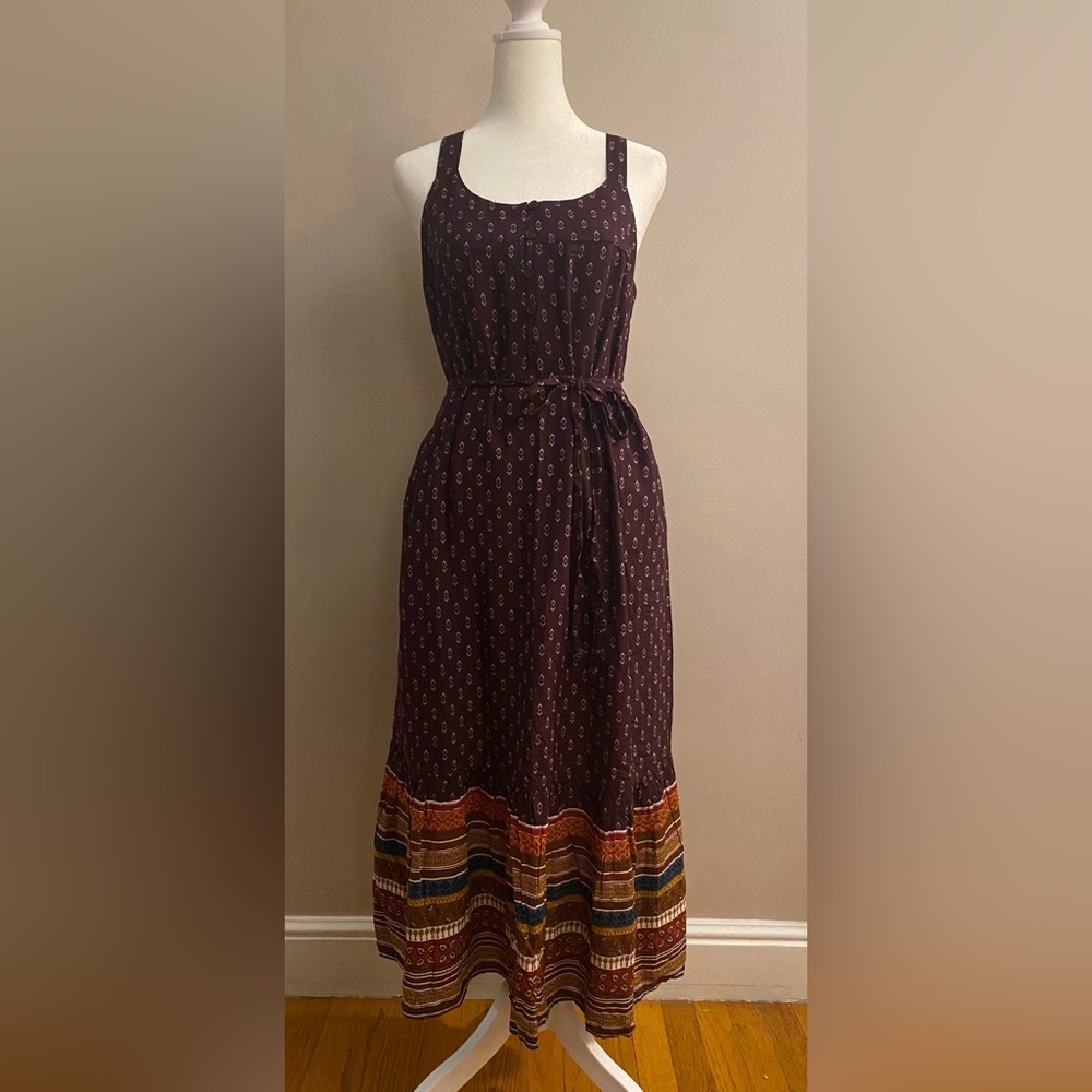 Beach Lunch Lounge Collection Wine Tribal Print Midi Dress